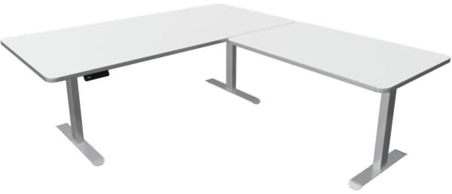 Kerkmann Schreibtisch Sitz-Stehtisch Move 3 Premium 200x100x72-121cm inkl. Anbautisch 120x80cm elektr. höhenverstellbar mit Memoryfunktion Weiß Bild 1