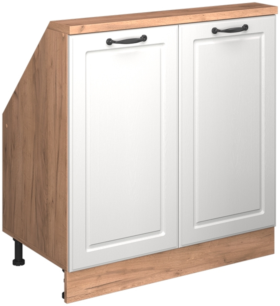 Küchenschrank für Dachschrägen R-Line Weiß Landhaus 80 cm mit 2 Türen Vicco Bild 1