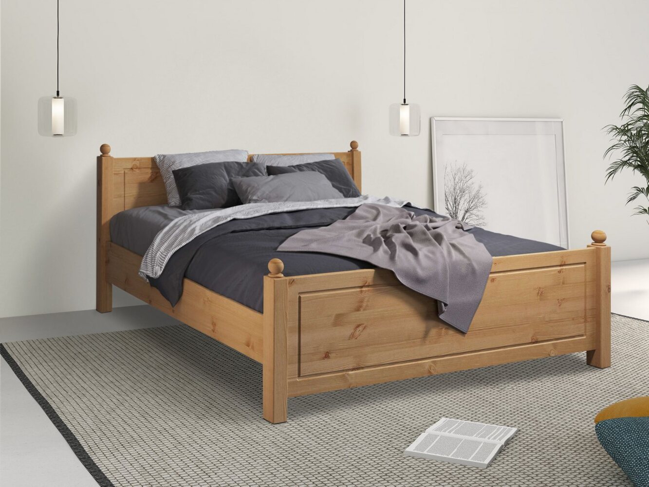 Home affaire Massivholzbett Mila, hohe Belastbarkeit Jugendbett,! FSC® zertifiziertes Massivholz (Breite/Belastbarkeit 180cm/220 KG, 140cm/180 KG, 90cm/=120 KG), aus massiver Kiefer, inklusive Lattenrost Bild 1