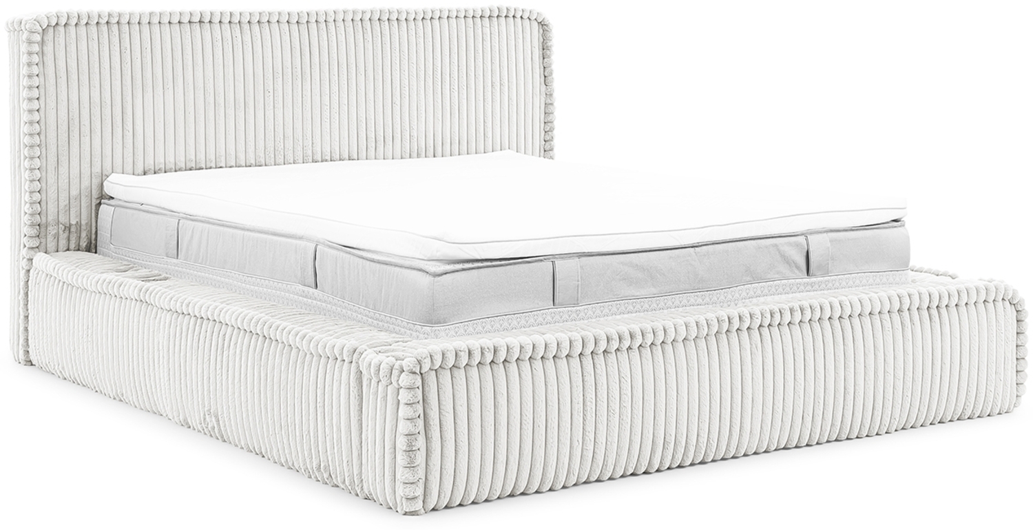 MEBLINI Polsterbett 120x200 mit Lattenrost ohne Matratze - MESUT - Hellgrau Cordstoff - Bubble Bett - Cloud Bett - Marshmallow Bed - Kopfteil Bett mit Stauraum Bild 1