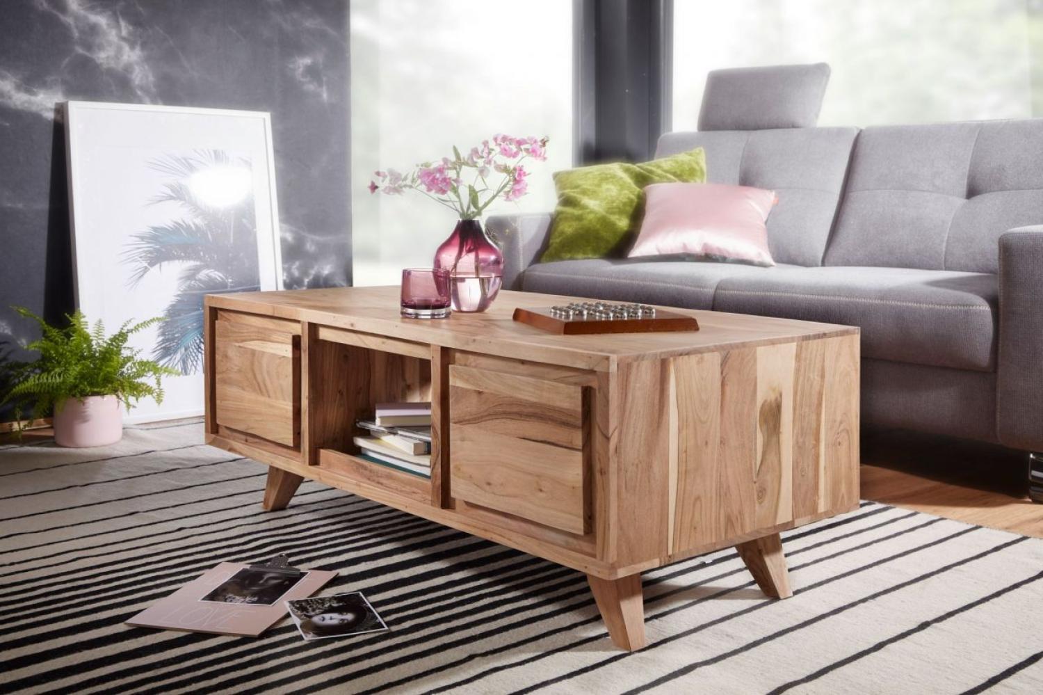 Couchtisch Massivholztisch NIAM 118x60x46 cm Holz Akazie Landhausstil Bild 1