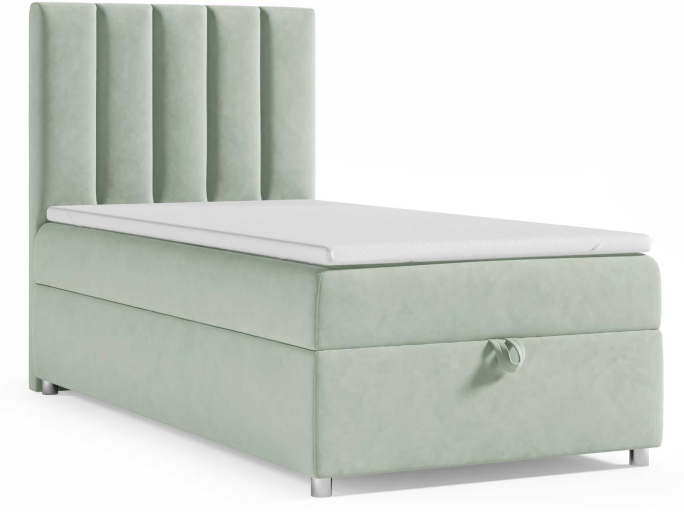 Best for Home Boxspringbett K10 SINGLE mit Bettkasten (Mintgrun 80x200) Bild 1