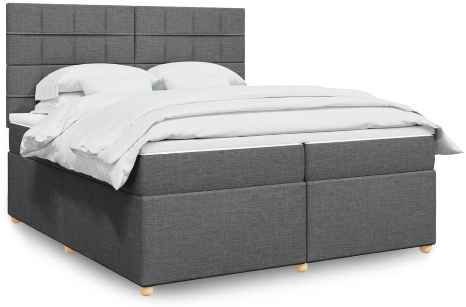 vidaXL Boxspringbett mit Matratze Dunkelgrau 200x200 cm Stoff 3291388 Bild 1