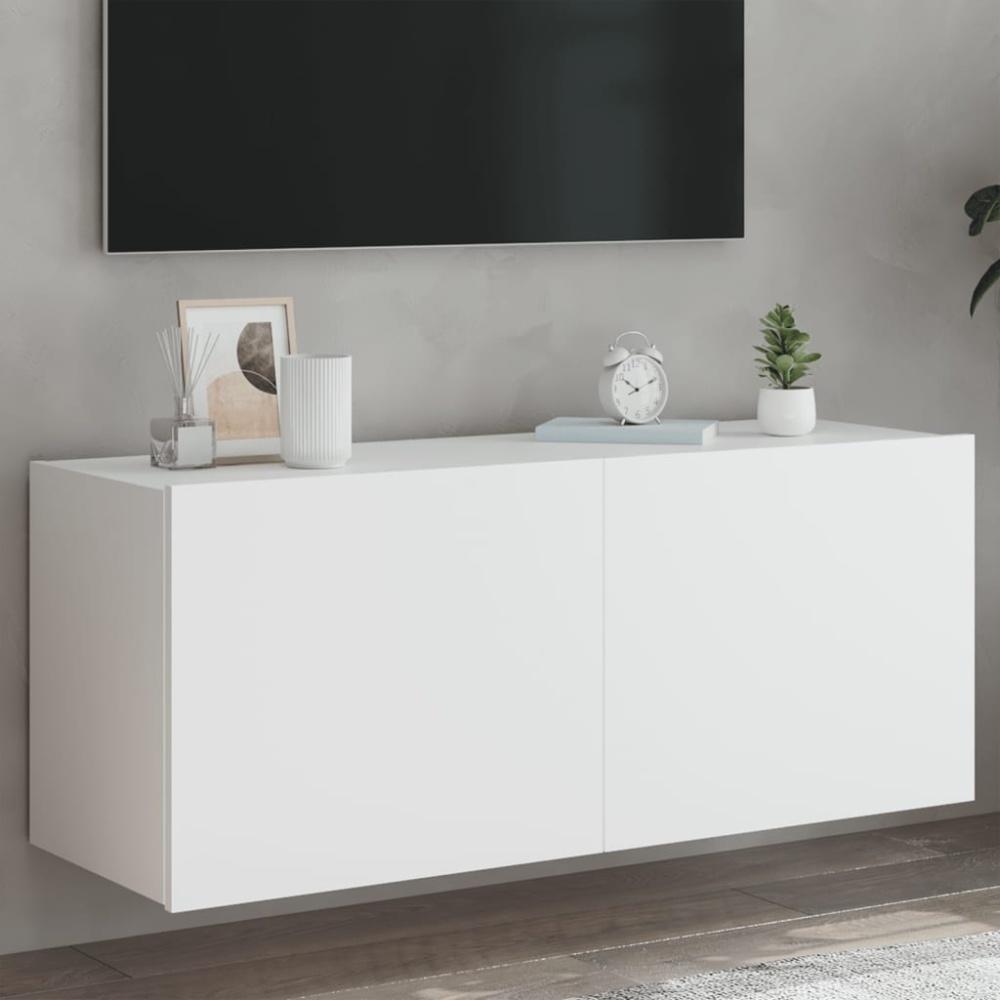 vidaXL TV-Wandschrank mit LED-Leuchten Weiß 100x35x41 cm 837323 Bild 1