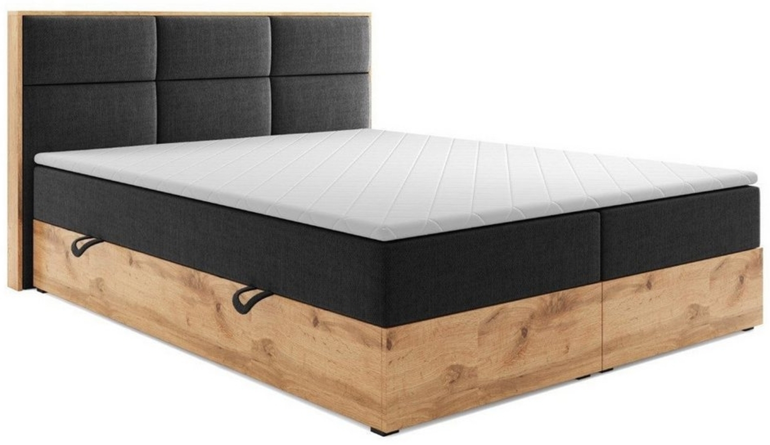 inter Boxspringbett Boxspringbett KOPENHAGEN 180x200cm Anthrazit Bettkasten (Boxspringbett, inkl. Kopfteil mit Topper und Matratze, Box mit Bettkastenfunktion), Inkl. Komfortschaumtopper und großzügigen Stauraum im Bettkasten Bild 1