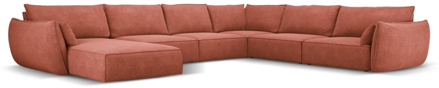 Micadoni 8-Sitzer Panorama Ecke rechts Sofa Kaelle | Bezug Terracotta | Beinfarbe Black Plastic Bild 1