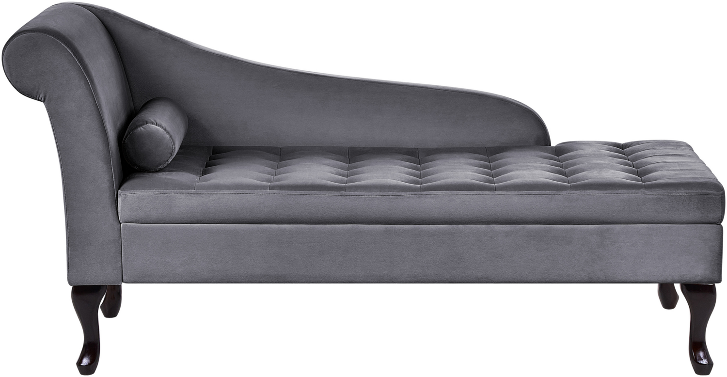 Chaiselongue Samtstoff dunkelgrau mit Bettkasten linksseitig PESSAC Bild 1