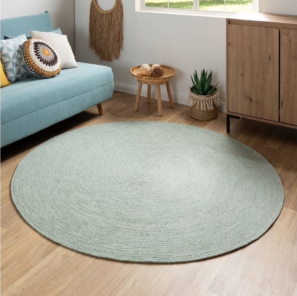 Handweb Teppich Bali, Farbe: Grün meliert, Größe: Ø 100 cm Bild 1