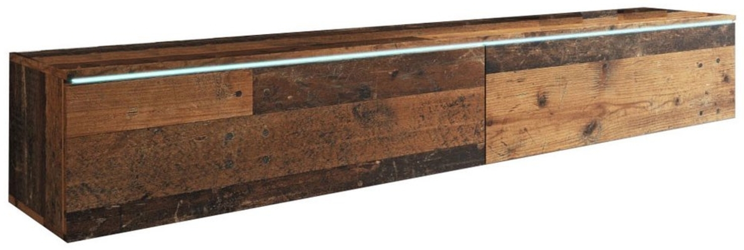 Feldmann-Wohnen Lowboard Lowboard D (2 Klappen, laminierte Kunststoffoberfläche, 1 St, ABS-Kanten, grifflos), 180x32x30cm Old Wood grifflos Bild 1