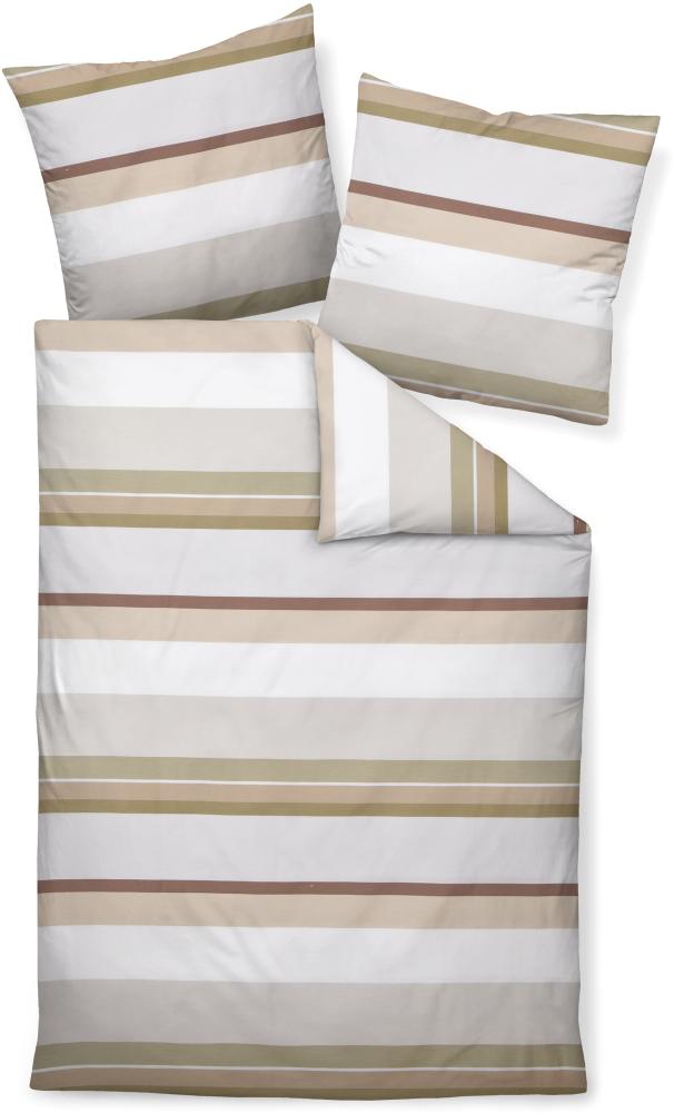 Janine J.D. Mako-Satin Bettwäsche 135x200 Streifen khaki oliv braun 87085-07 Bild 1