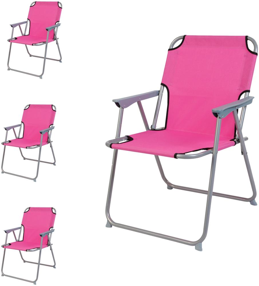 4 Stück Campingstuhl Stoff Oxfort Metall Pink Bild 1