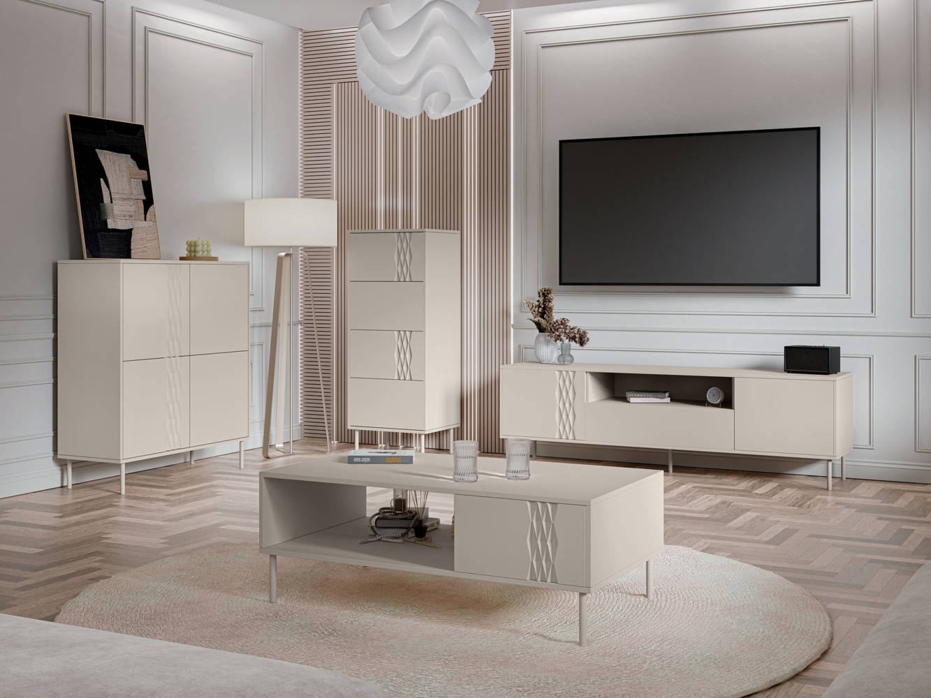 Wohnzimmer-Set Toderko I (Farbe: Beige) Bild 1