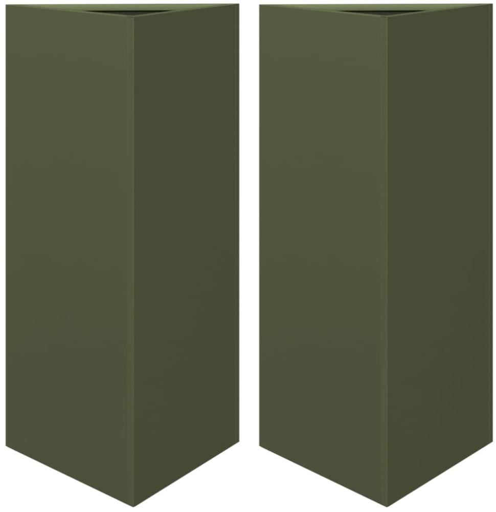 vidaXL Pflanzkübel 2 Stk. Olivgrün Dreieckig 40x34,5x70 cm Stahl 851164 Bild 1