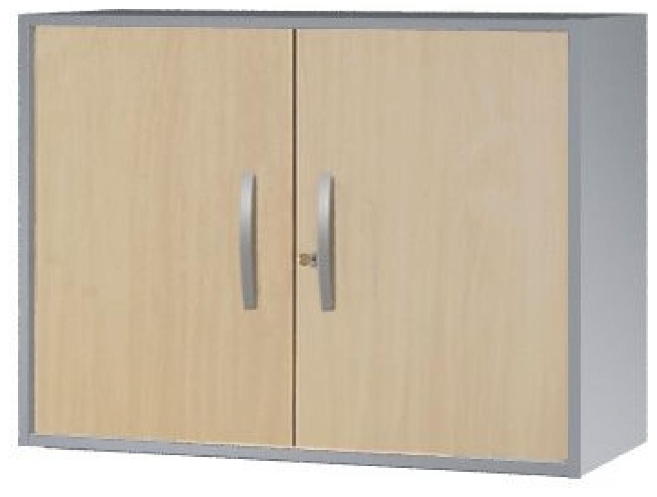 Flügeltüren-Aufsatzschrank 2 OH, Tec-Art, Buche / Silber, 100x42x74cm Bild 1