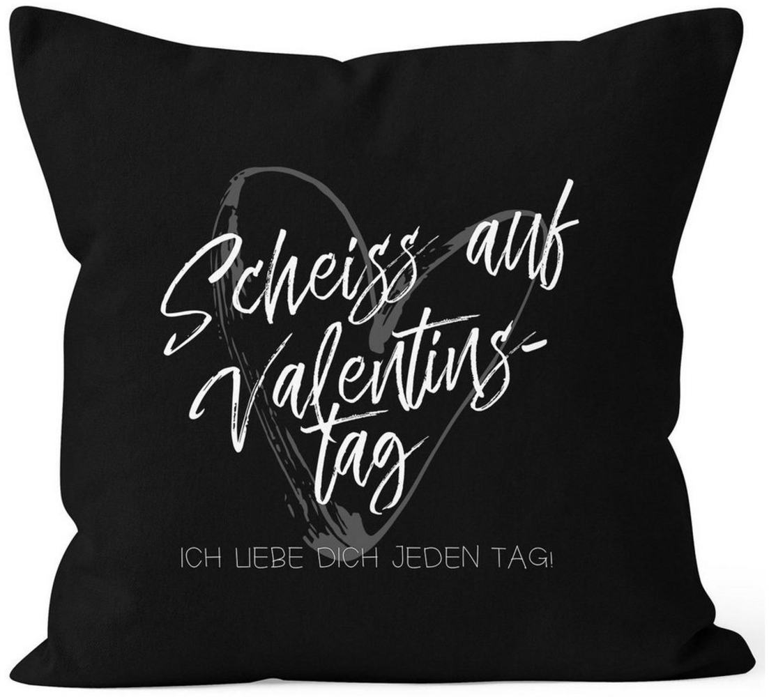 MoonWorks Dekokissen Kissen-Bezug Valentinstagsgeschenk Liebe Scheiß auf Valentinstag Ich liebe dich jeden Tag Kissen-Hülle Deko-Kissen Baumwolle MoonWorks® Bild 1