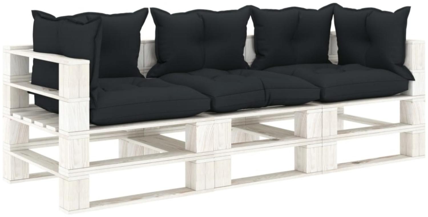 Garten-Palettensofa 3-Sitzer mit Anthrazit-Kissen Holz Bild 1