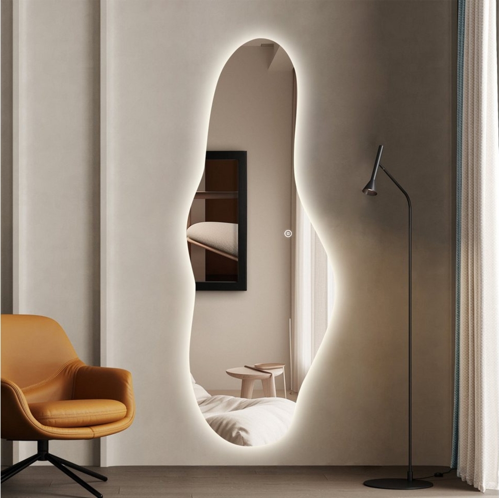 WDWRITTI Dekospiegel Rahmenlos Ganzkörperspiegel mit Beleuchtung groß 165x60cm (Wandspiegel Kalt/Neutral/Warmweiß, Helligkeit dimmbar, Speicherfunktion), mit 1,5m Netzstecker Bild 1