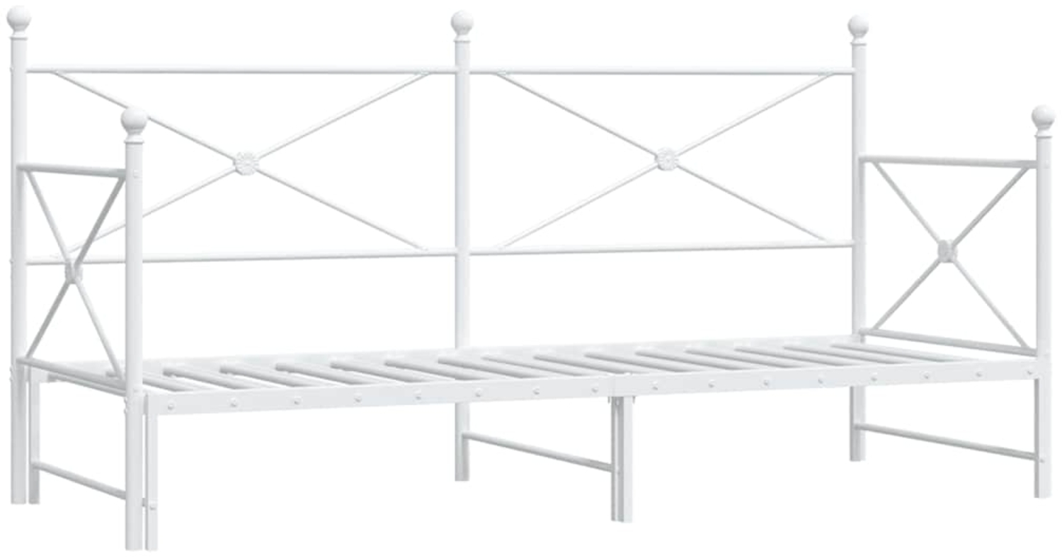 vidaXL Tagesbett Ausziehbar ohne Matratze Weiß 90x190 cm Stahl 4104688 Bild 1