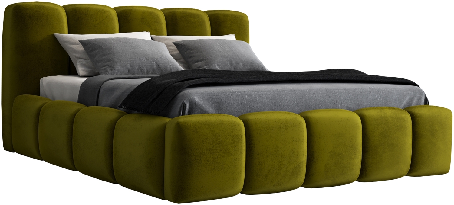 A&J MöbelLand 'Sonic' Polsterbett, Polyester, Olive, 90 x 200, mit Lattenrost, mit Bettkasten Bild 1