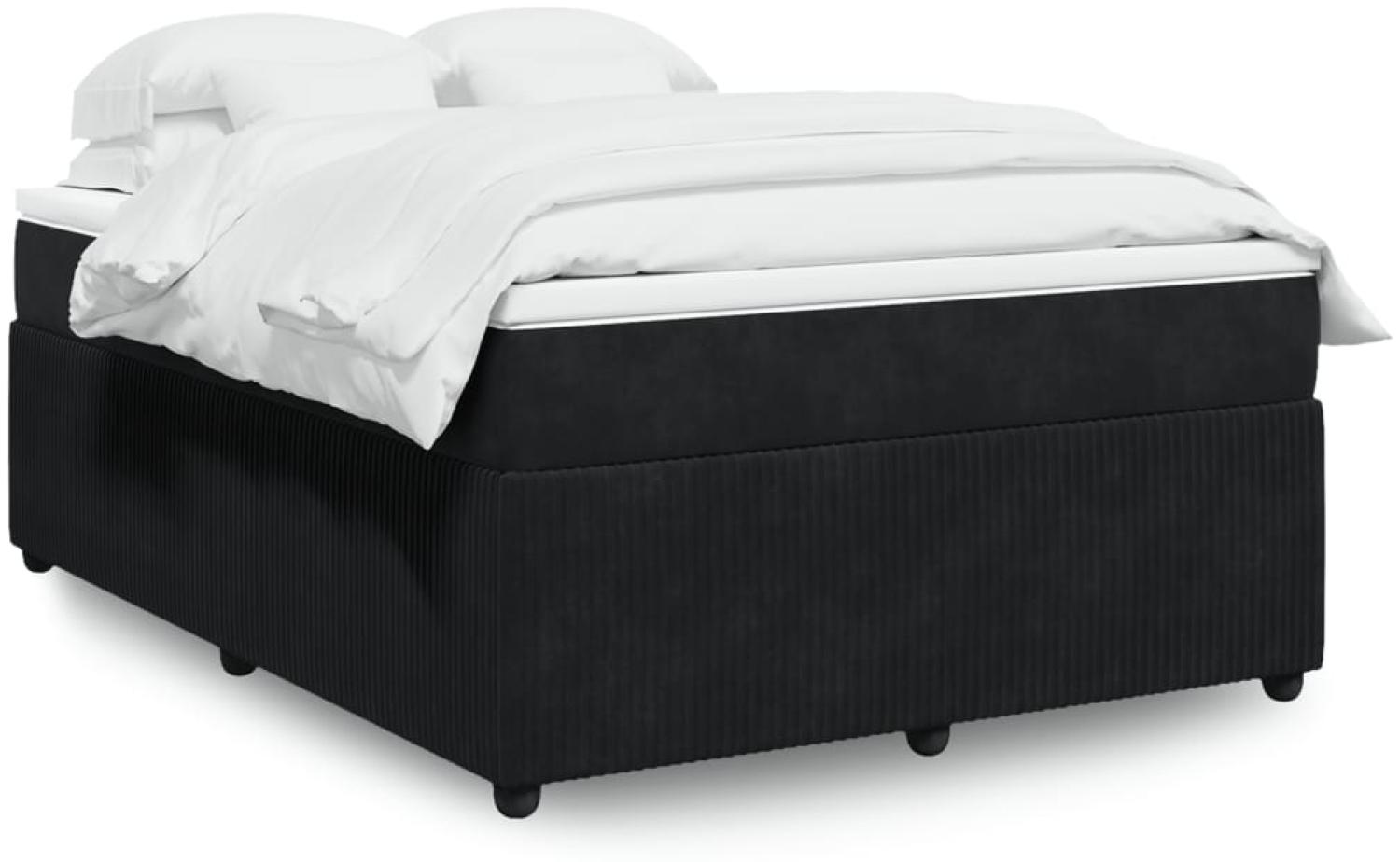 vidaXL Boxspringbett mit Matratze Schwarz 140x190 cm Samt 3285640 Bild 1