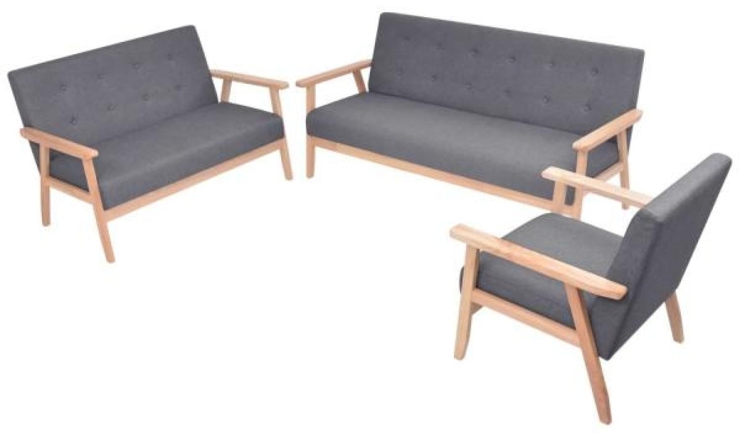 vidaXL Sofa-Set 3-tlg. Stoff Dunkelgrau 274926 Bild 1