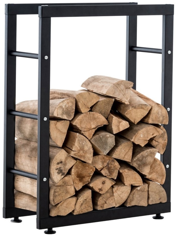 TPFLiving Kaminholzregal Kerry-II handgefertigt für Innen und Außen, BxTxH:40x25x80 cm, (Kaminholzkorb - Brennholzregal - Feuerholzregal), Für Wohnzimmer, Terrasse, Balkon - Gestell: Metall Schwarz Bild 1