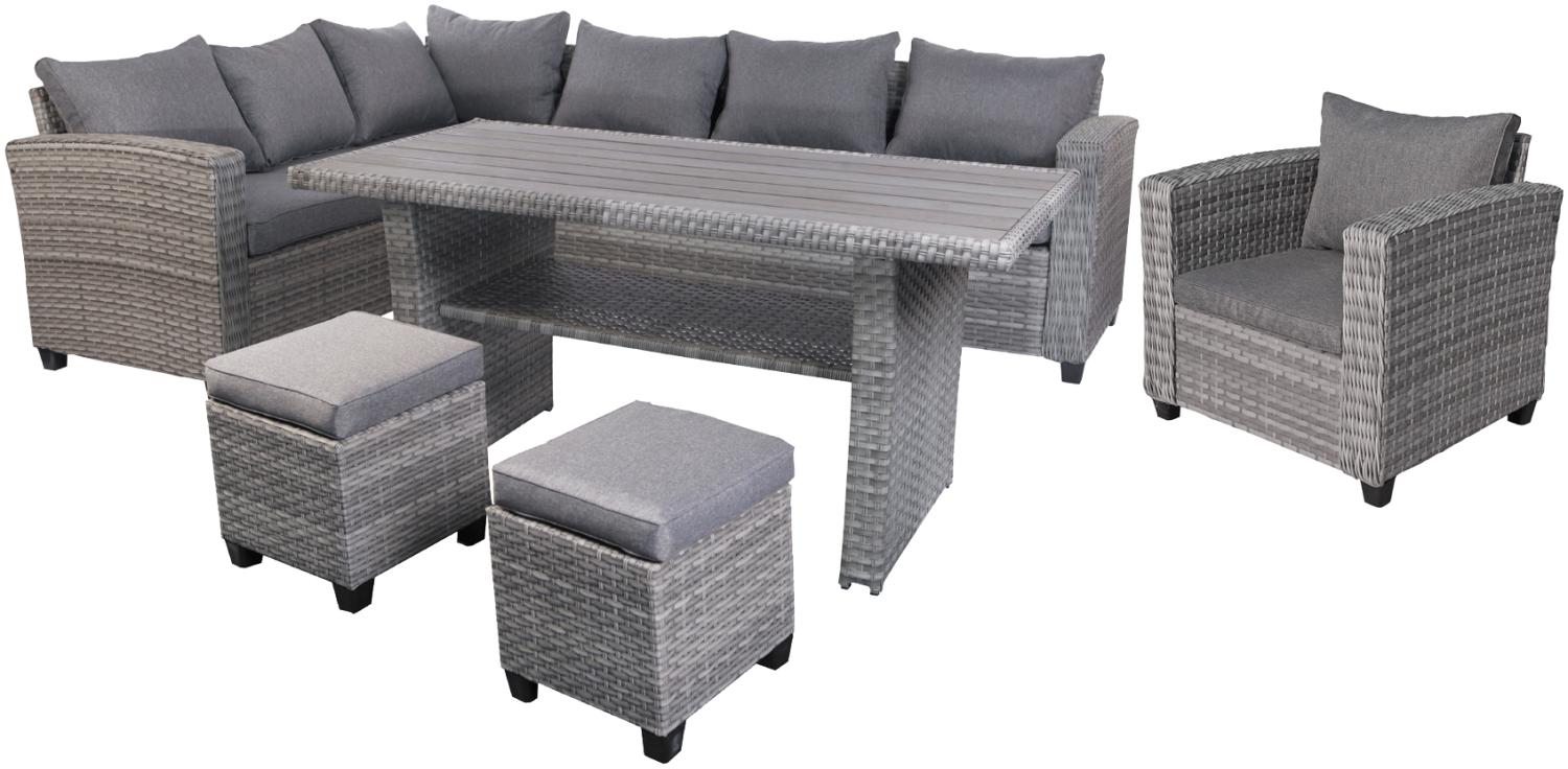 XXL Alu Polyrattan Terrassen Lounge Set Gartenlounge Sitzgruppe Ecklounge 5-tlg. Bild 1