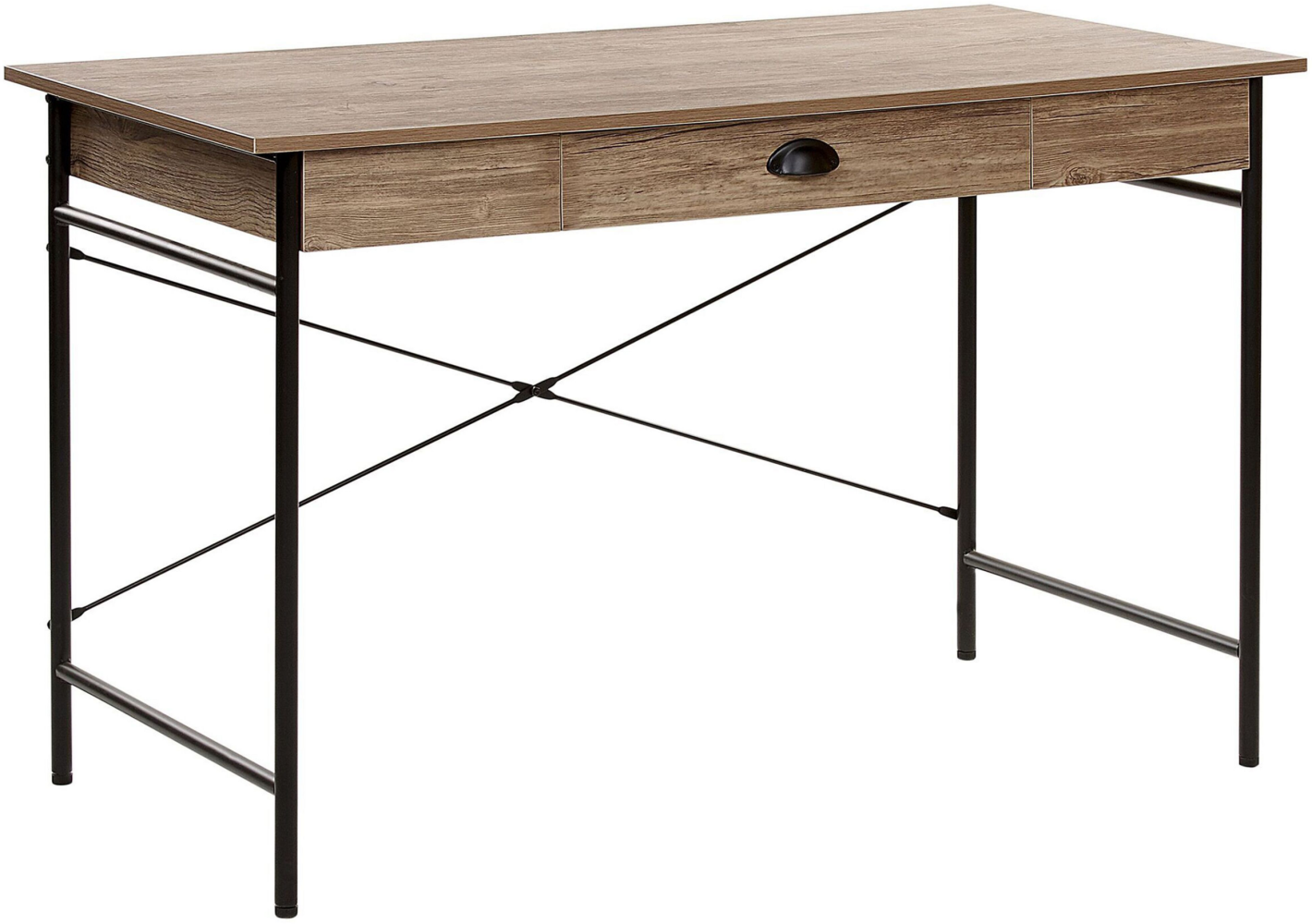 Schreibtisch dunkler Holzfarbton Stahlgestell mit Schublade 120x60 cm industrie Look Jugend- und Arbeitszimmer Bild 1