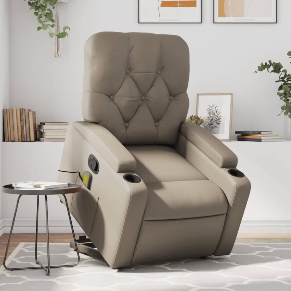 vidaXL Massagesessel mit Aufstehhilfe Cappuccino-Braun Kunstleder 3204785 Bild 1