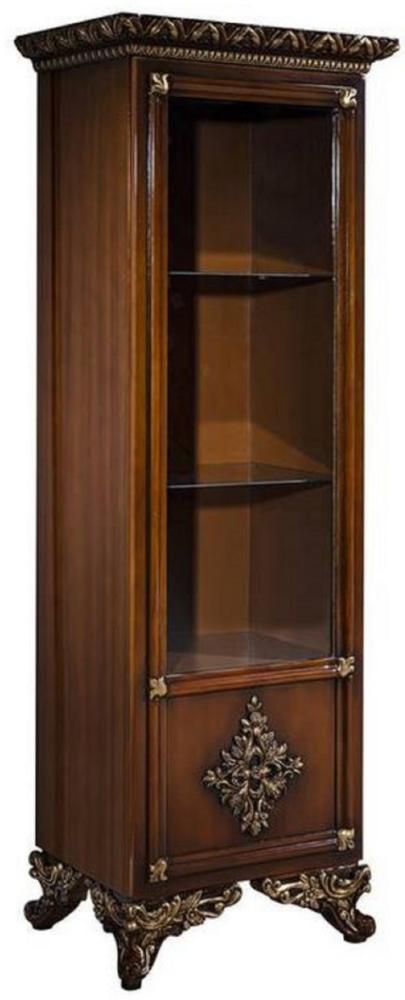 Casa Padrino Luxus Barock Vitrine Braun / Gold - Handgefertigter Massivholz Vitrinenschrank - Barock Wohnzimmer Möbel Bild 1