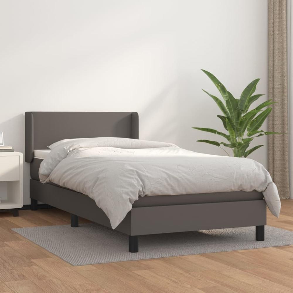 vidaXL Boxspringbett mit Matratze Grau 90x190 cm Kunstleder 3130635 Bild 1
