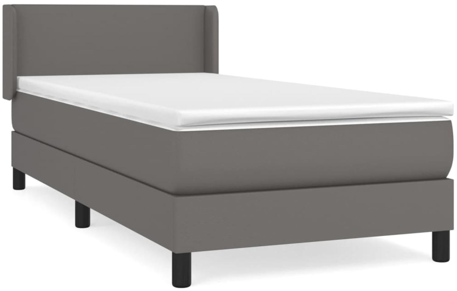 vidaXL Boxspringbett mit Matratze Grau 90x190 cm Kunstleder 3130635 Bild 1