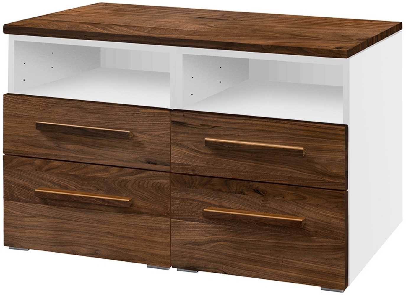 Hasena Kommode Dowio weiss Nussbaum geölt montiert Bild 1