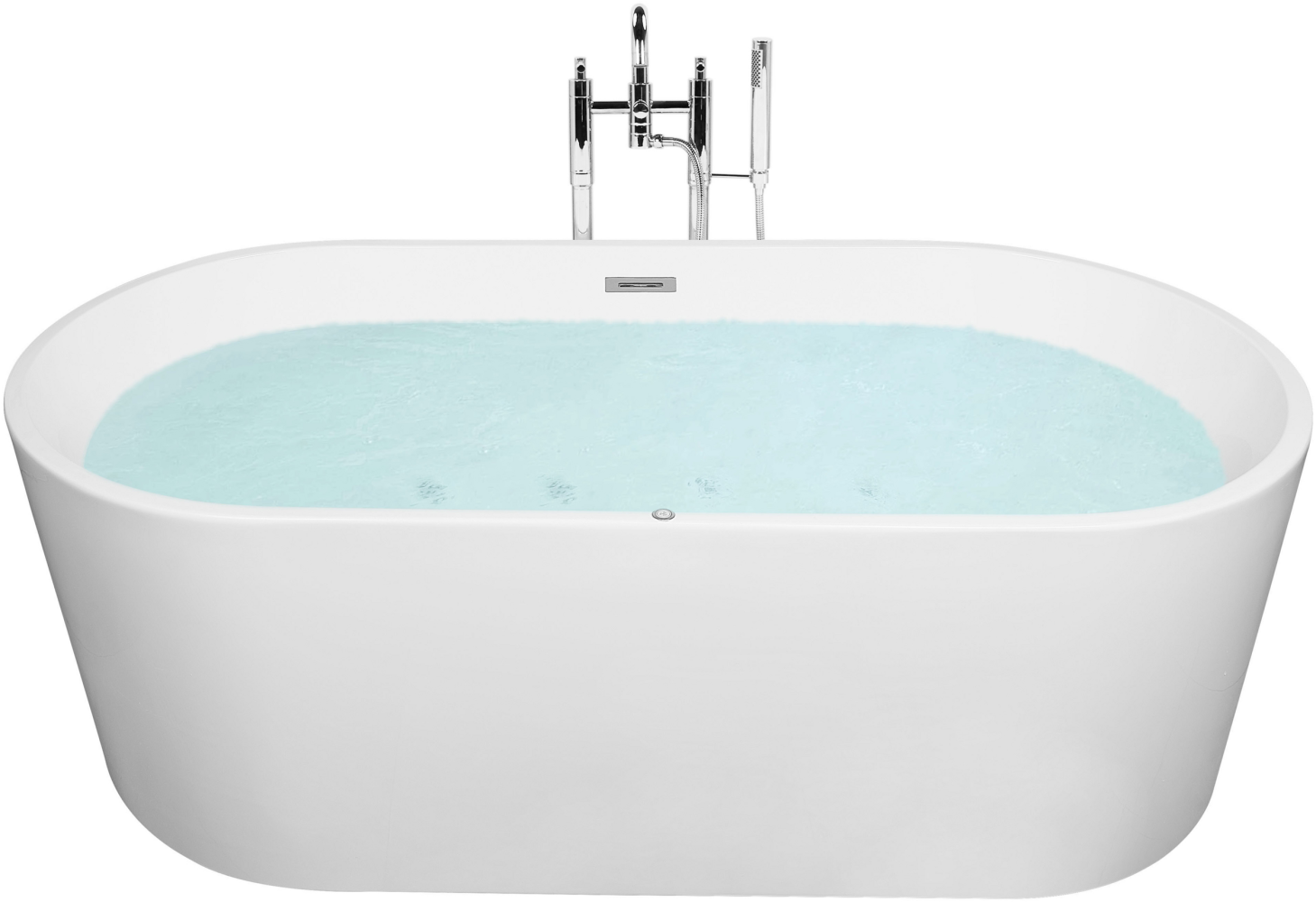 Whirlpool Badewanne weiß freistehend mit LED oval 170 x 80 cm HAVANA Bild 1