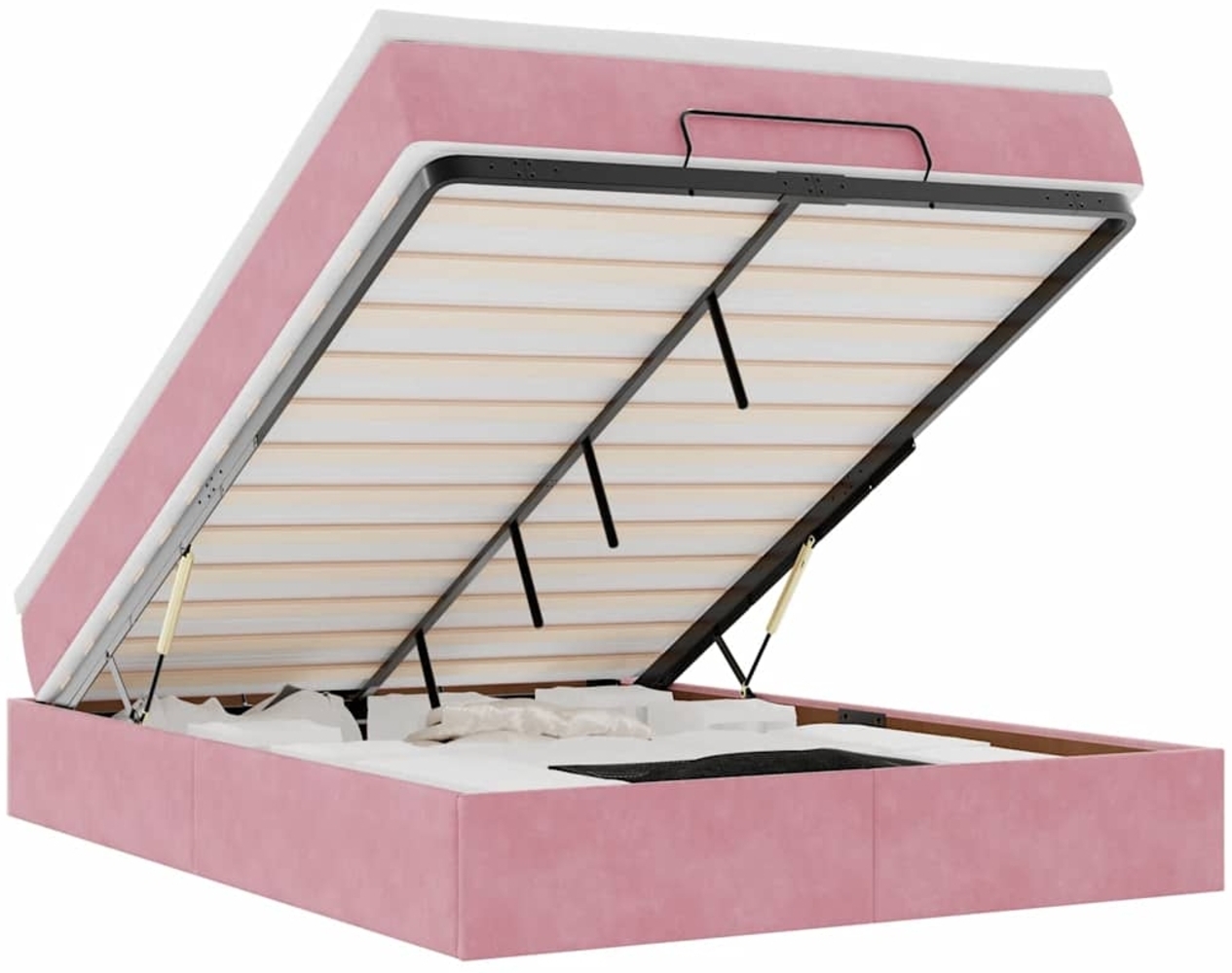 vidaXL Ottoman-Bett mit Matratze Rosa 140x200 cm Samt 3311194 Bild 1