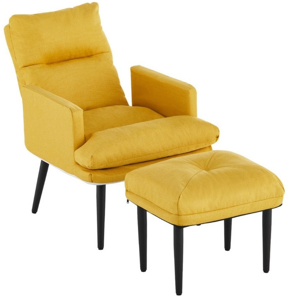 CLIPOP Relaxsessel Leinen Relaxsessel mit Ottoman (Relaxsessel mit Hocker), Verstellbare Rückenlehne Loungesessel für Wohnzimmer Bild 1