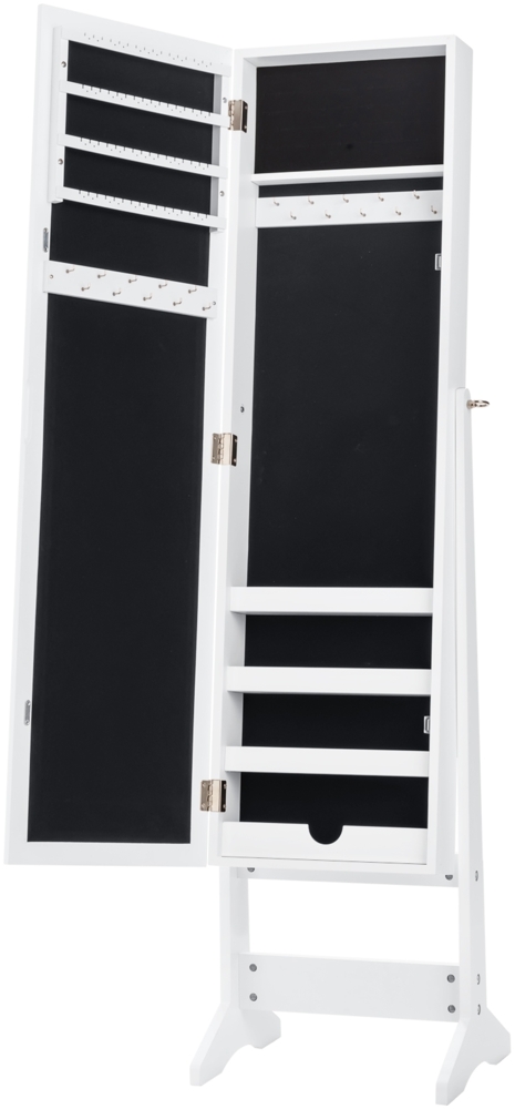 Schmuckschrank Schmuckregal Ganzkörperspiegel Spiegelschrank neigungsverstellbar Weiß Bild 1