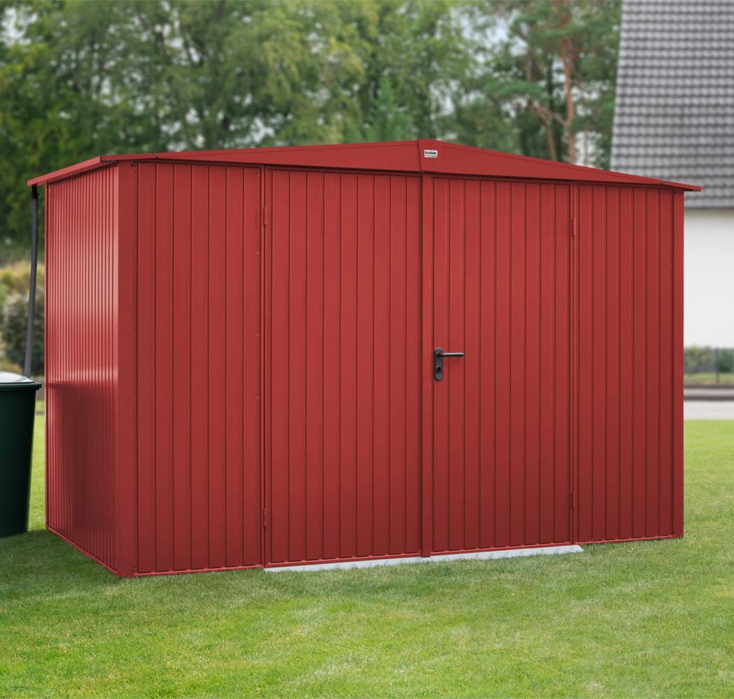 Hörmann Ecostar Metall-Gerätehaus Trend mit Satteldach Typ 3, 238 x 303 cm , purpurrot, 7,2 m²,2-flüglige Tür Bild 1