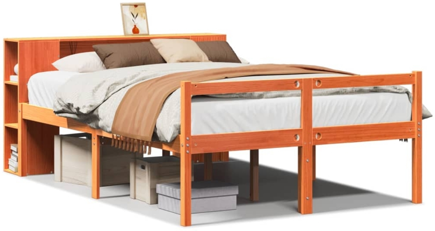 vidaXL Massivholzbett ohne Matratze Wachsbraun 160x200 cm Massivholz 3321985 Bild 1