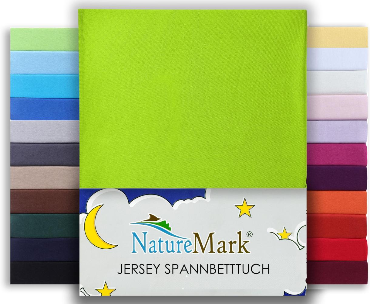 NatureMark Premium WASSERBETTEN & BOXSPRINGBETTEN Spannbettlaken Jersey 200x220cm +40cm Steghöhe Größe 180x200-200x220 cm, Farbe: Apfel Grün Bild 1