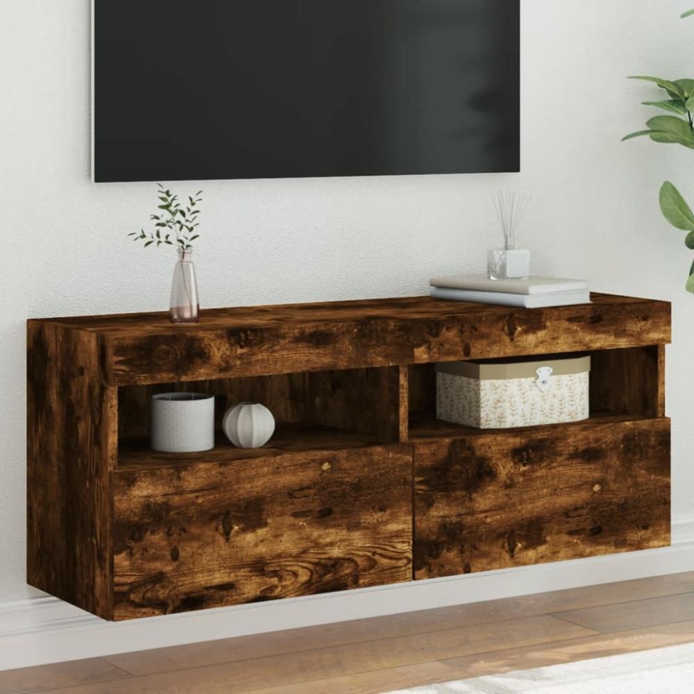 vidaXL TV-Wandschrank mit LED-Leuchten Räuchereiche 100x30x40 cm 837215 Bild 1