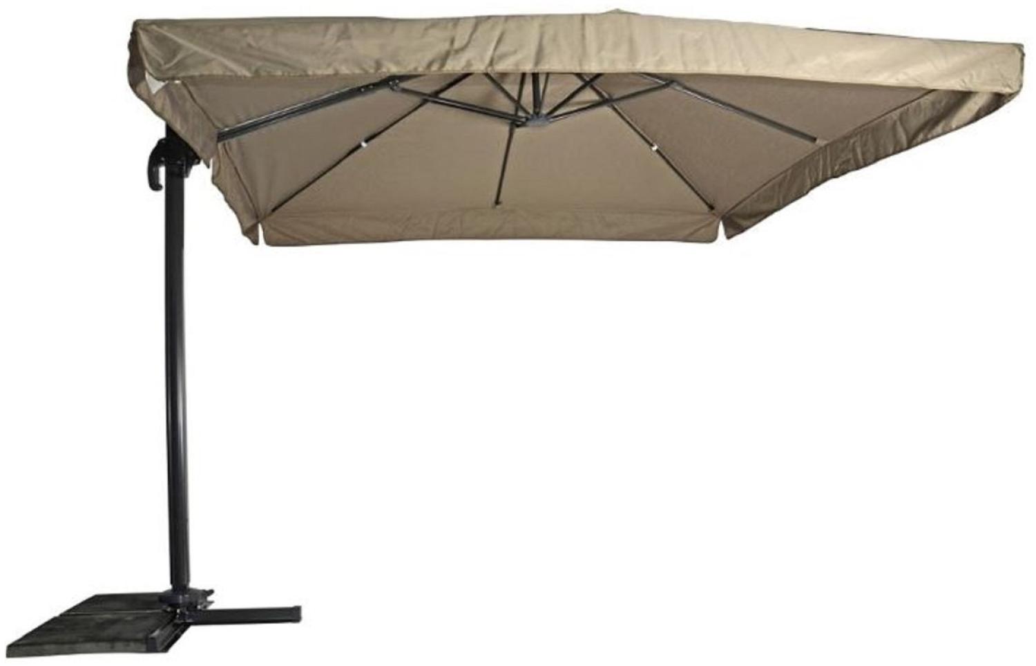 Casa Padrino Luxus Ampelschirm mit Ständer Anthrazit / Taupe 300 x 300 cm - Garten Sonnenschirm - Terrassen Sonnenschirm - Balkon Sonnenschirm - Garten Terrassen Balkon Accessoires Bild 1