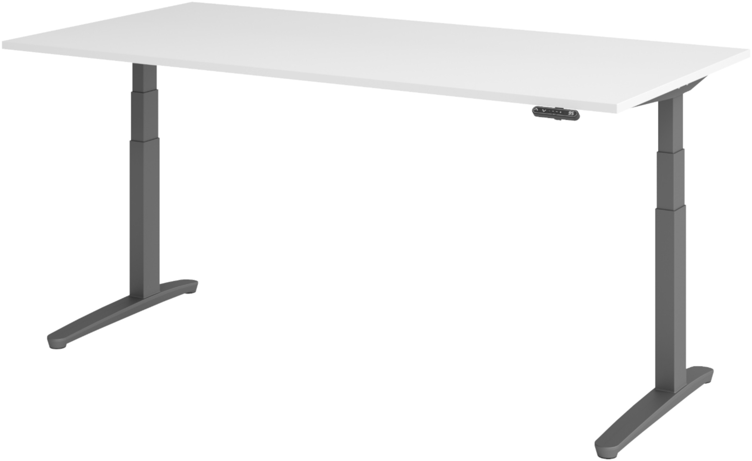bümö elektrisch höhenverstellbarer Schreibtisch 200x100 cm mit Memory-Steuerung - Design Schreibtisch höhenverstellbar elektrisch, elektrischer Schreibtisch weiß, Gestell graphit, XBHM2E-W-GG Bild 1