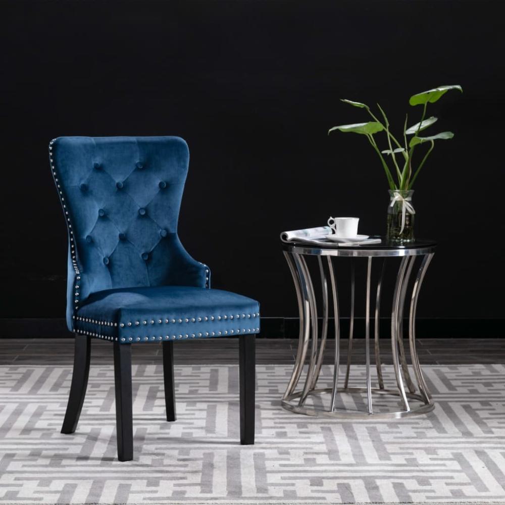 vidaXL Esszimmerstühle 4 Stk. Blau Samt [3055871] Bild 1