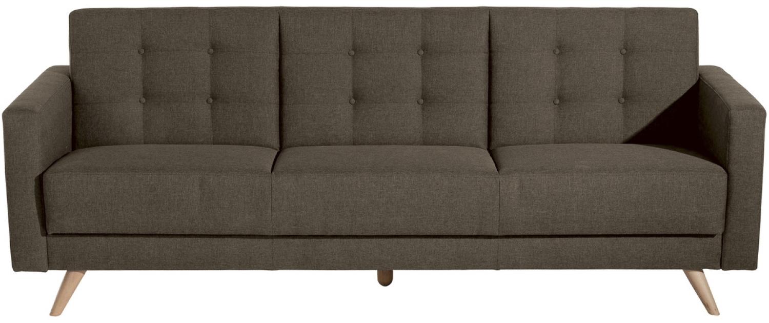 Julian Sofa 3-Sitzer mit Bettfunktion Flachgewebe Sahara Buche Natur Bild 1