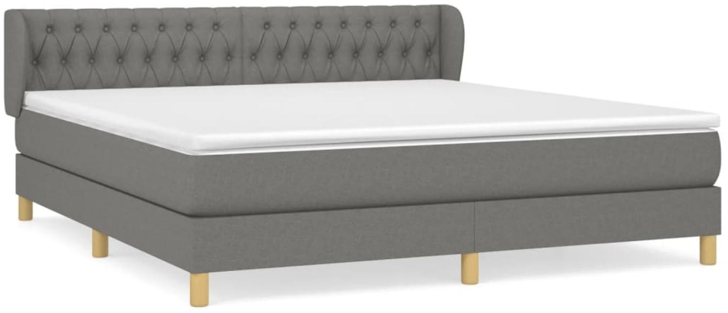 Doppelbett, Polsterbett mit Matratze Stoff Dunkelgrau 180x200 cm Bild 1