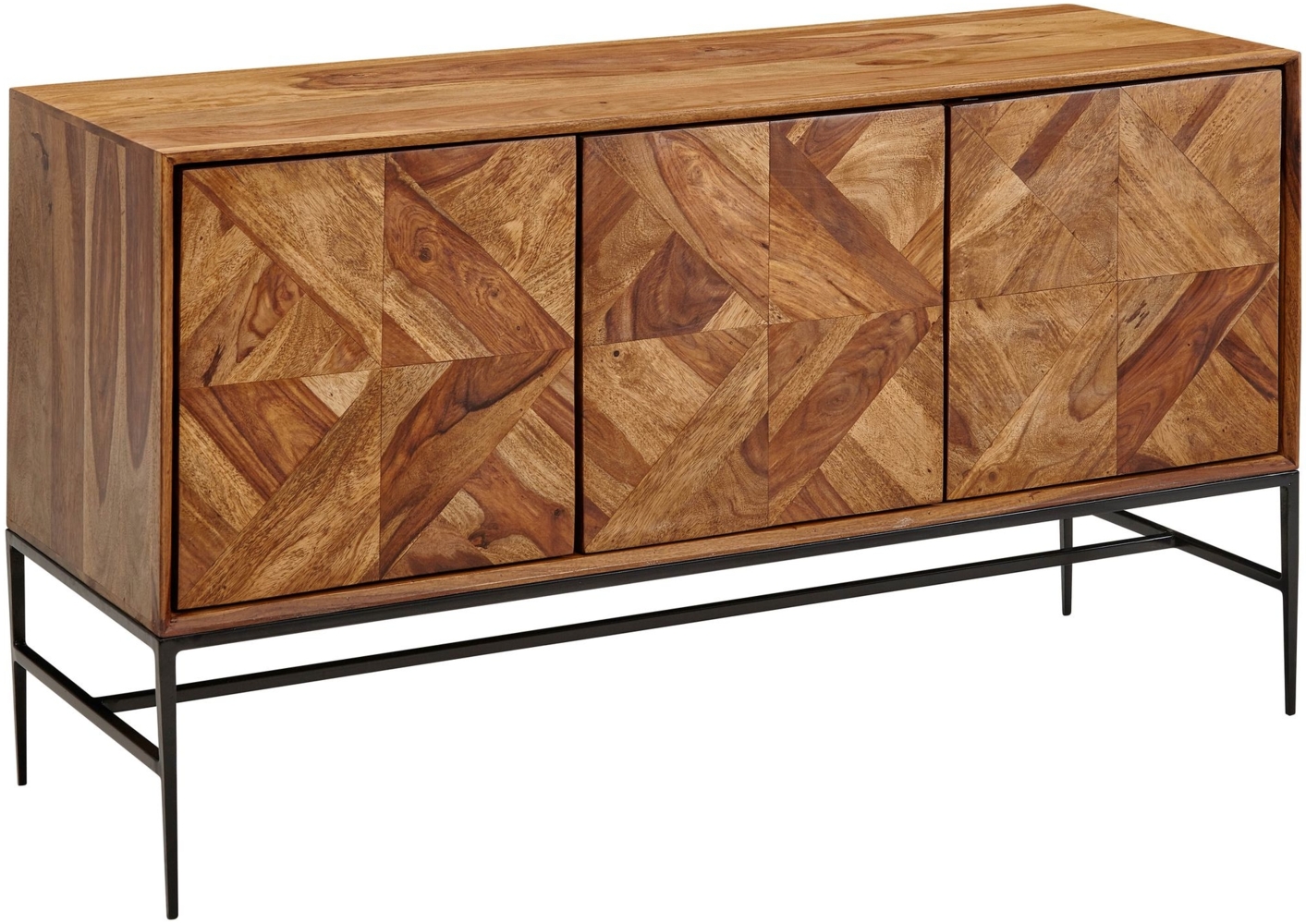 Sideboard 123 x 70 x 45 cm Sheesham Massivholz / Metall Anrichte mit Türen, Industrial Kommode Kommodenschrank Holz Modern, Standschrank Wohnzimmer Bild 1