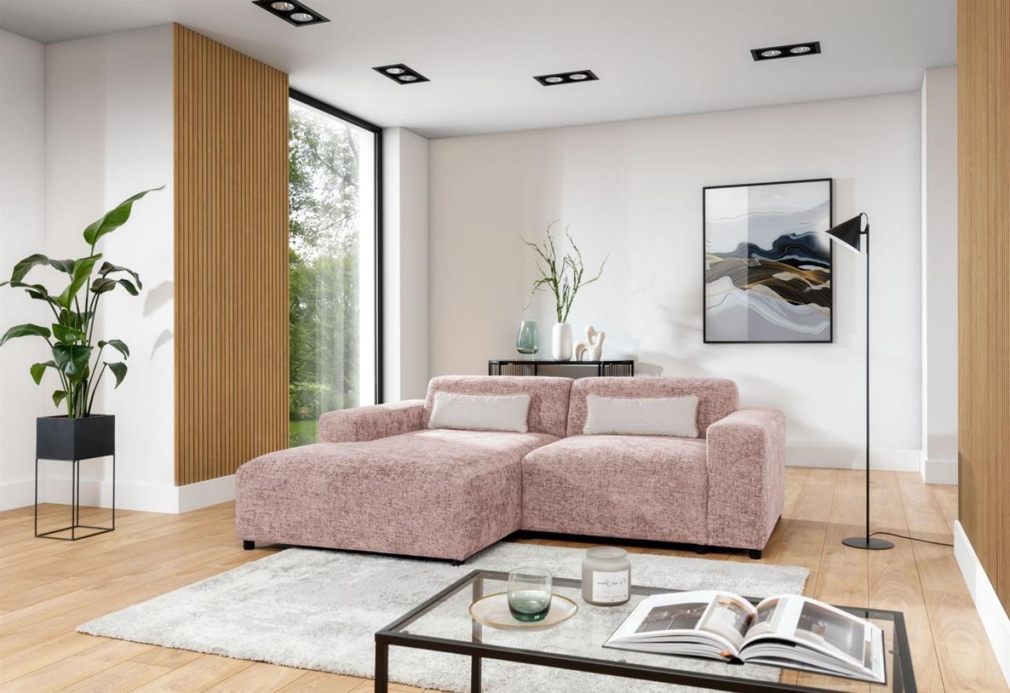 Ecksofa Designersofa ROMY XS in Stoff Enjoy Me Rosa Ottomane Links Bild 1