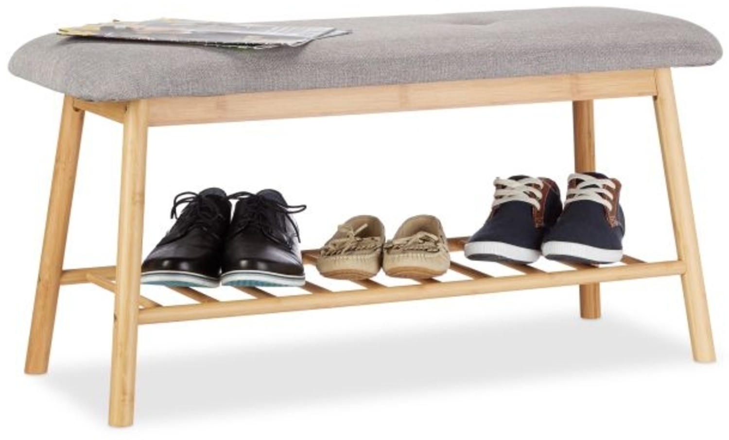 Schuhbank mit gepolsterter Sitzfläche Bambus Bild 1