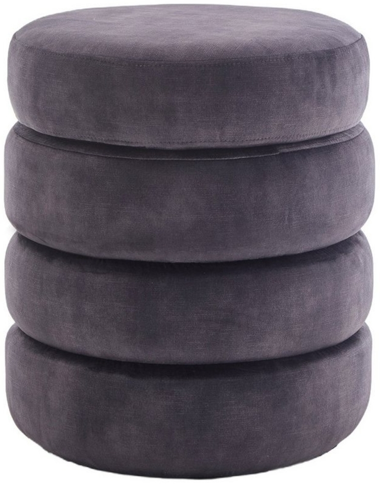 riess-ambiente Polsterhocker VOGUE 50cm grau - Samt, mit Stauraum, gepolstert, rund, Retro Design (Einzelartikel, 1 St), Eleganter Sitzhocker- ideal für Ankleide, Flur, Wohnzimmer & Garderobe Bild 1